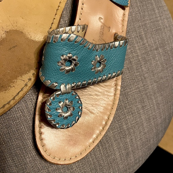 Jack Rogers hard to find turquoise blue with silver accent sandals size 6 - Picture 2 of 6